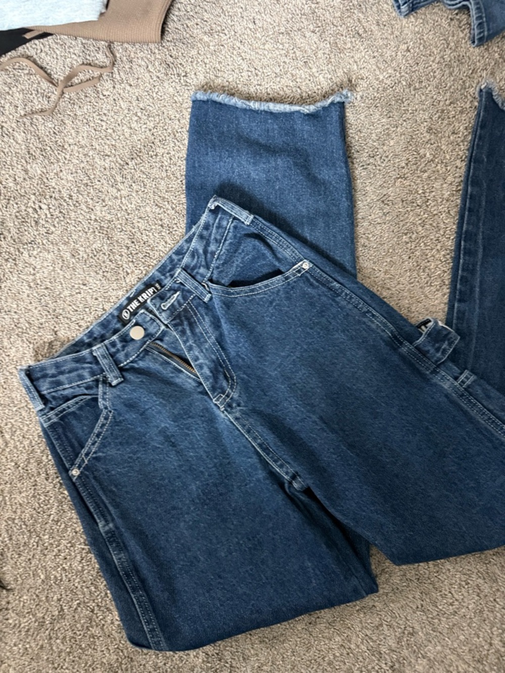 The Kript Indigo Straight-Leg Jeans with Raw Hem